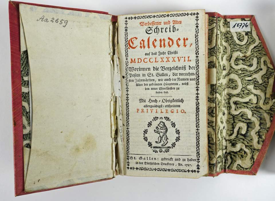 Schreibkalender, St.Gallen 1787
