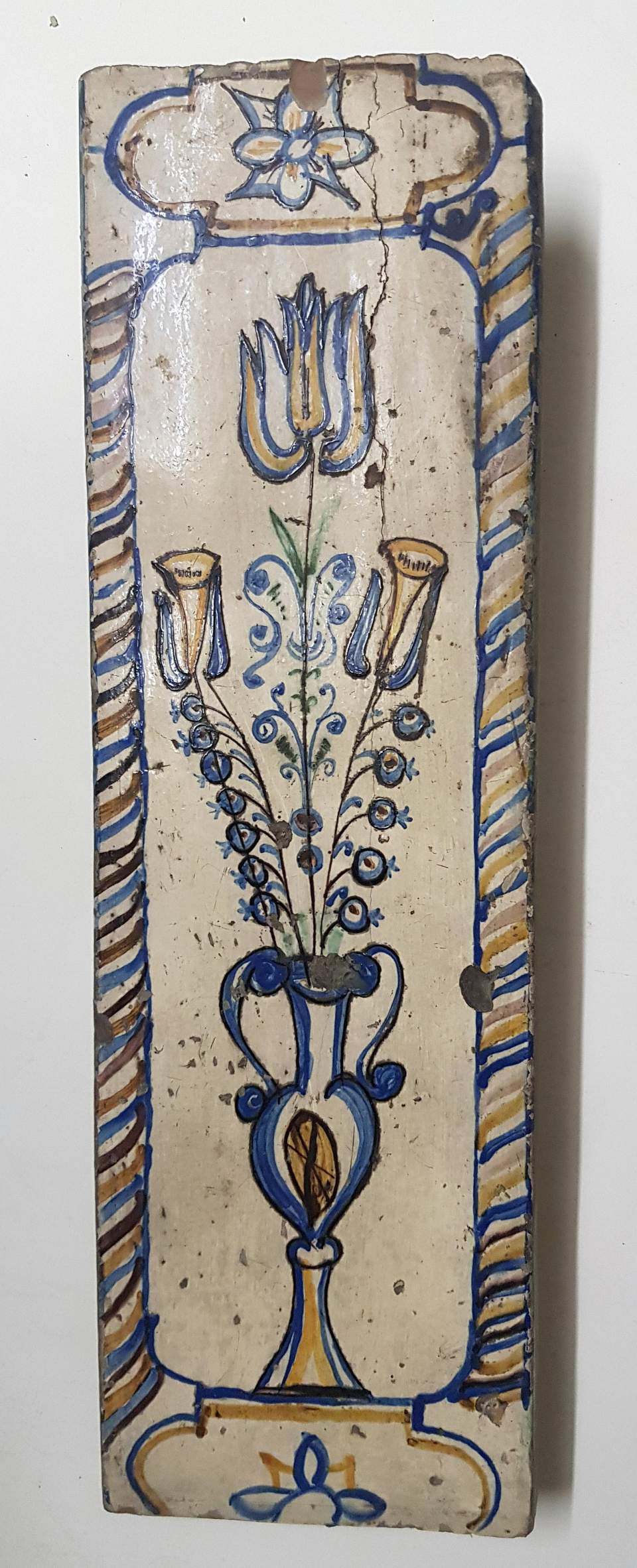 Ofenkachel, Blumendarstellung, Lisene