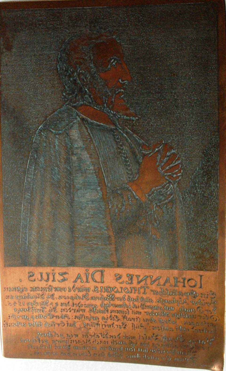 Kupferdruckplatte, Portrait Iohannes Dia Sius