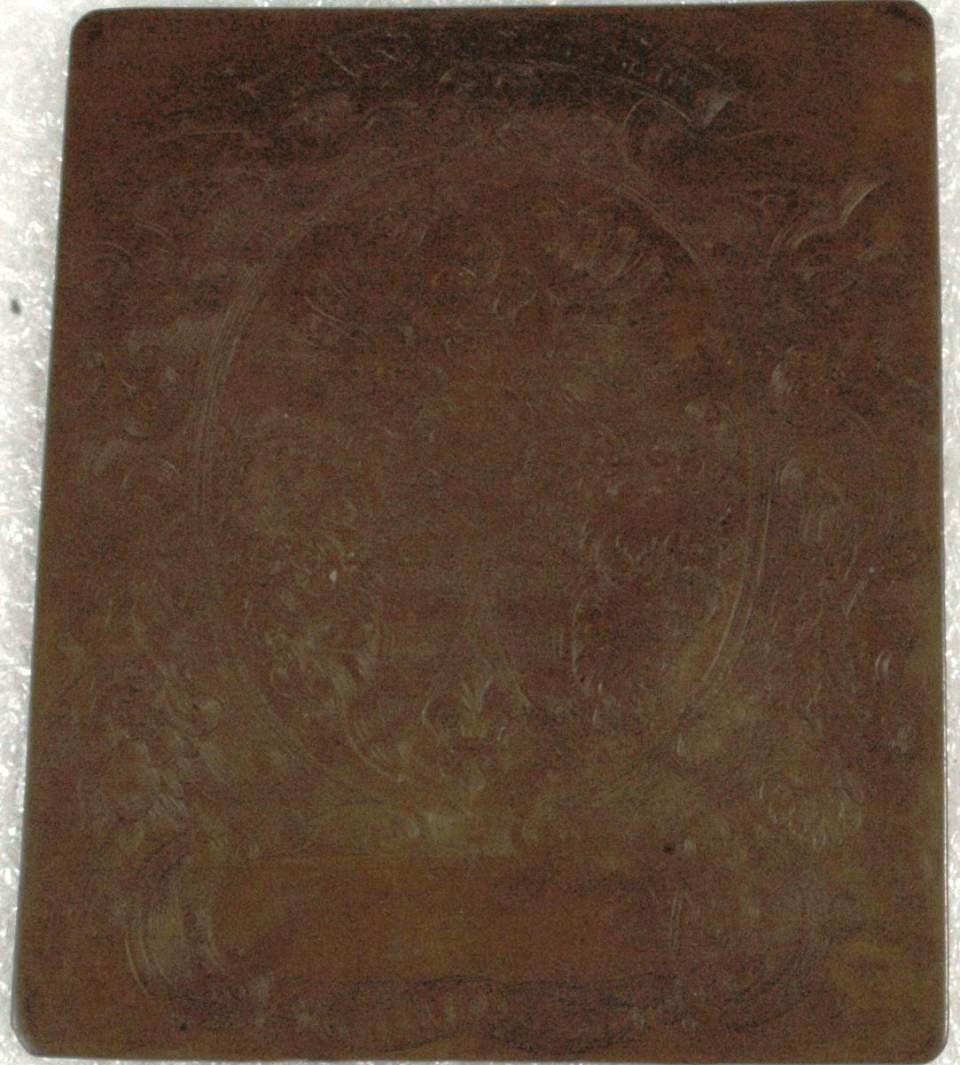 Kupferstichplatte, Fabrikmarke mit Firmenwappen