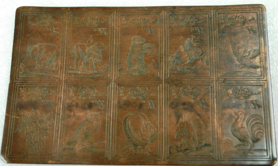 Kupferdruckplatte, 10 Tierzeichen