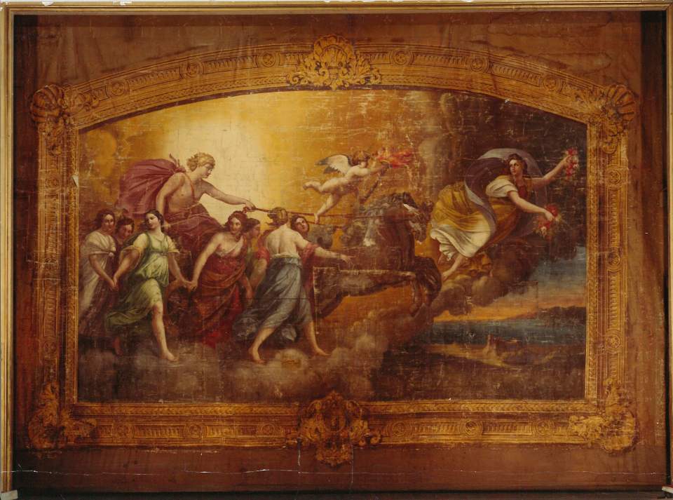 Der Theatervorhang in St. Gallen am Bohl 1857, Farbfoto