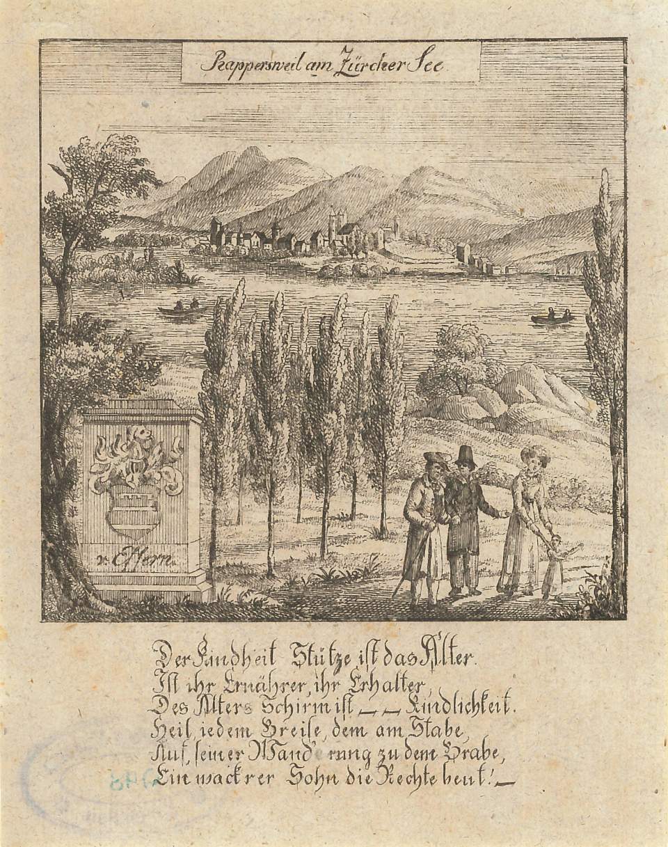 Ansicht Rapperswil mit Wappenstein