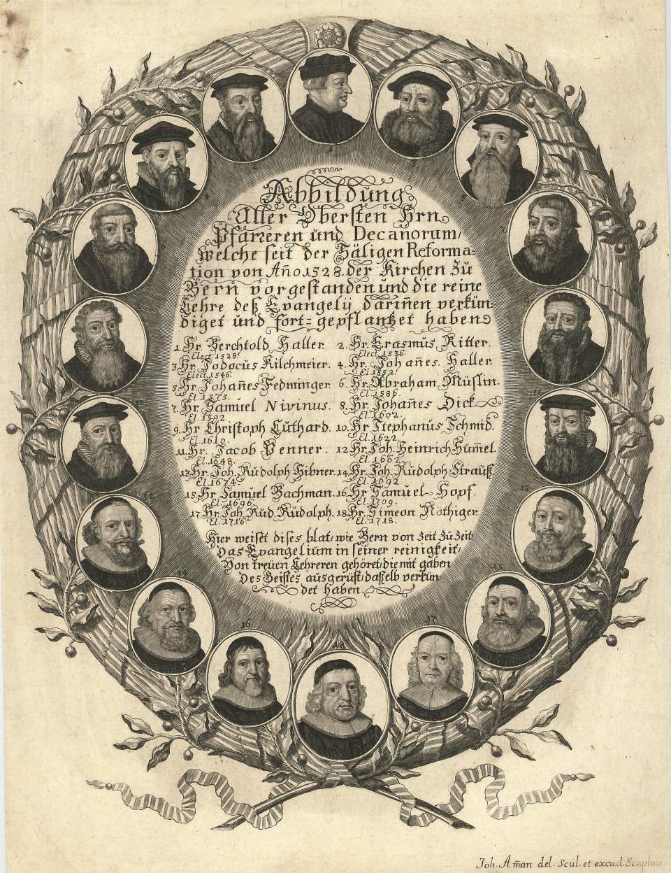 Grafik, Gruppenstich Oberste Pfarrer der Kirche Bern