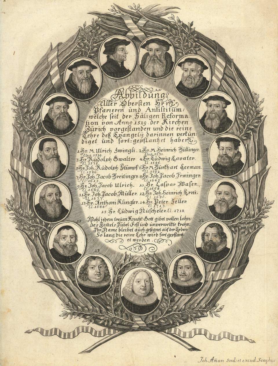 Grafik, Gruppenstich Oberste Pfarrer der Kirche Zürich