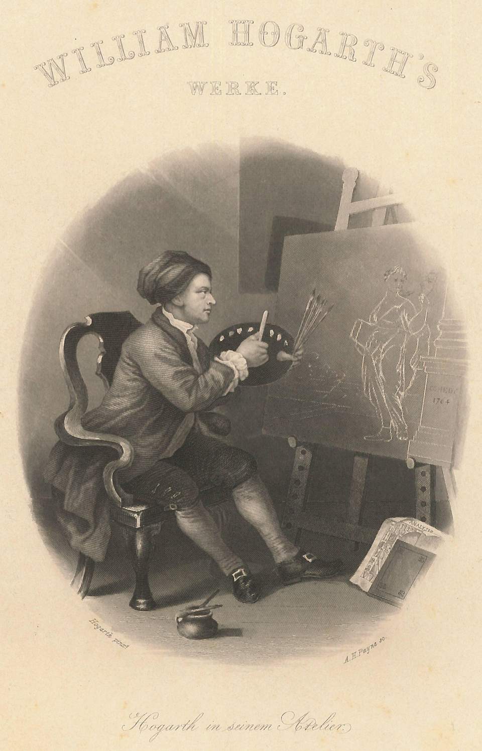 Grafik, William Hogarth in seinem Atelier