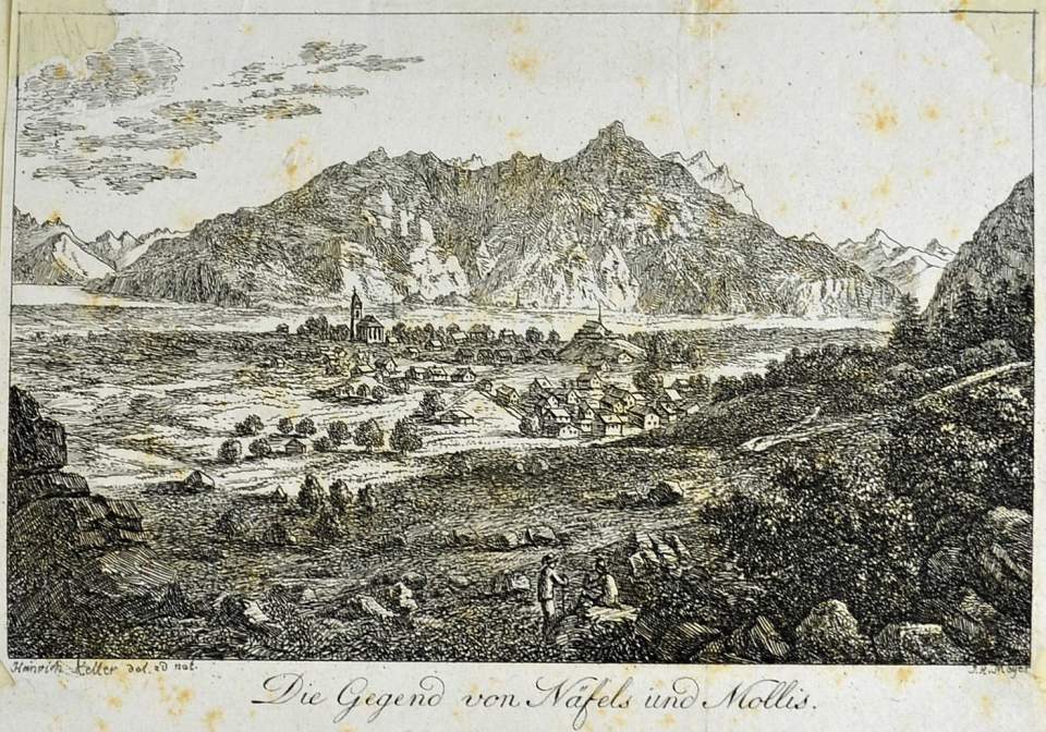 Ansicht Gegend von Näfels und Mollis Kt. Glarus