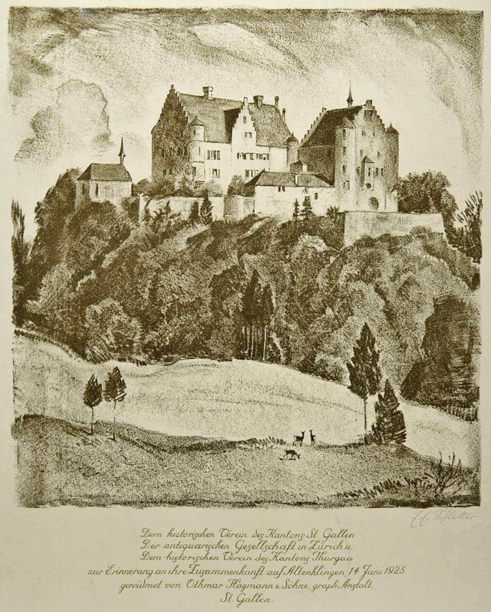 Ansicht Schloss Altenklingen TG mit Widmung