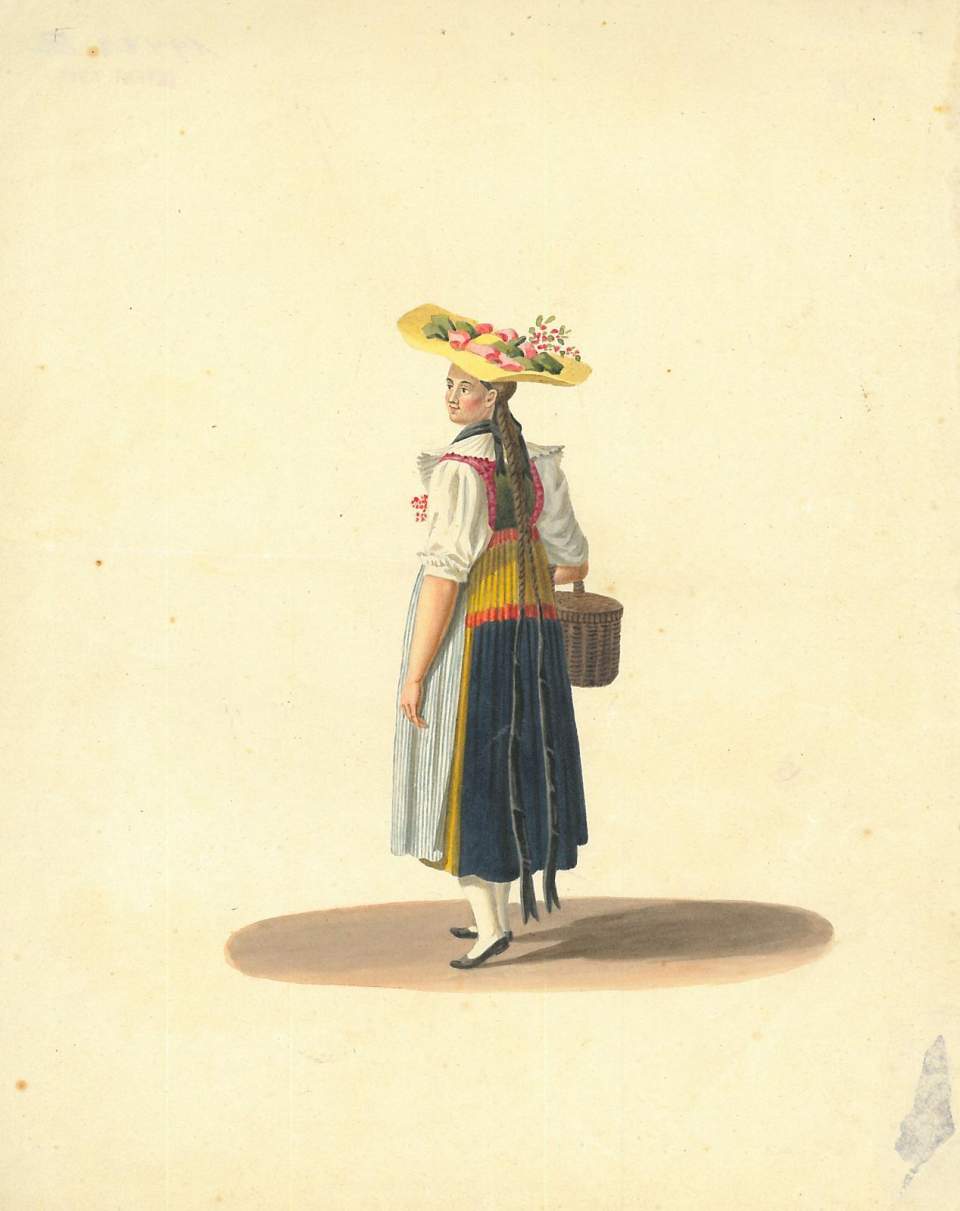 6 Aquarelle von europäischen Frauentrachten