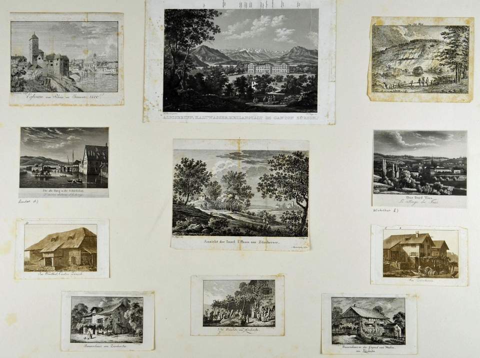 11 aufgeklebte Einzelstiche aus dem Kt. Zürich
