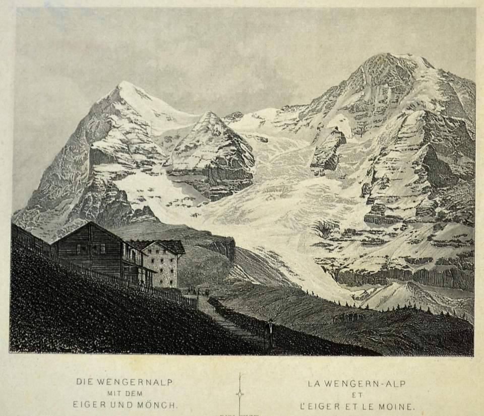 Ansicht Wengernalp mit Eiger und Mönch Kanton Bern