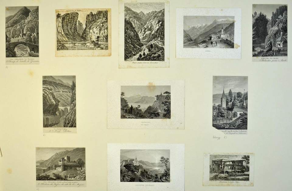 11 aufgeklebte Einzelstiche Livinental, Lago Maggiore, Magadio