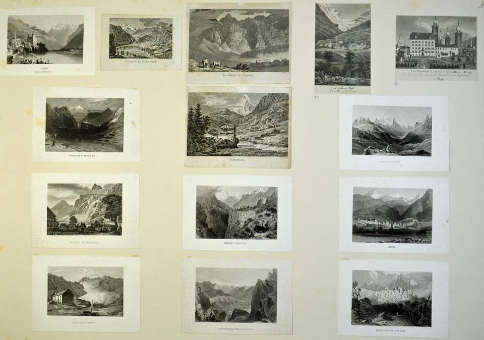 14 aufgeklebte Einzelstiche Kanton Wallis