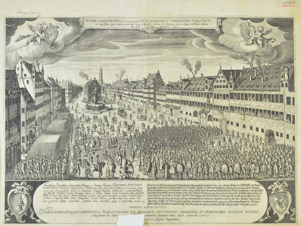 Huldigung der Augsburger an König Gustav II. Adolf von Schweden 1632