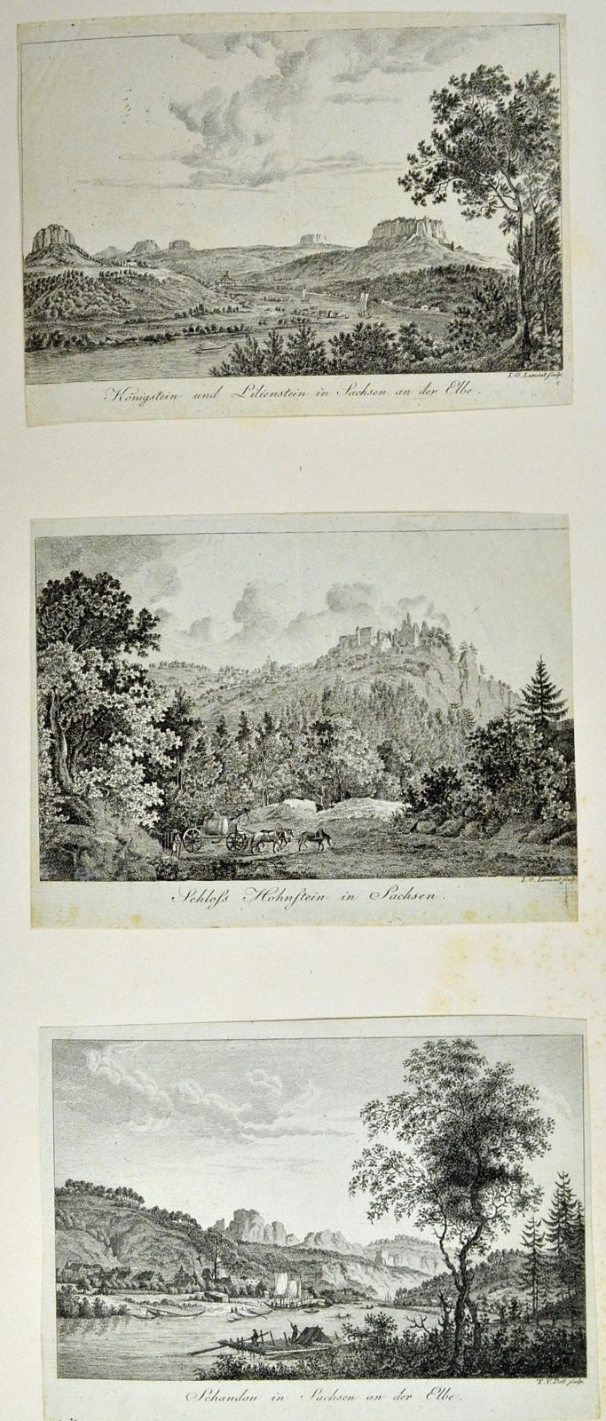 3 aufgeklebte Einzelstiche aus Sachsen