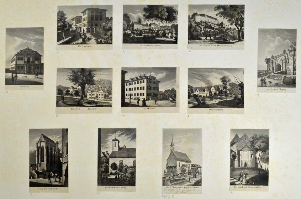12 aufgeklebte Einzelstiche aus Tübingen
