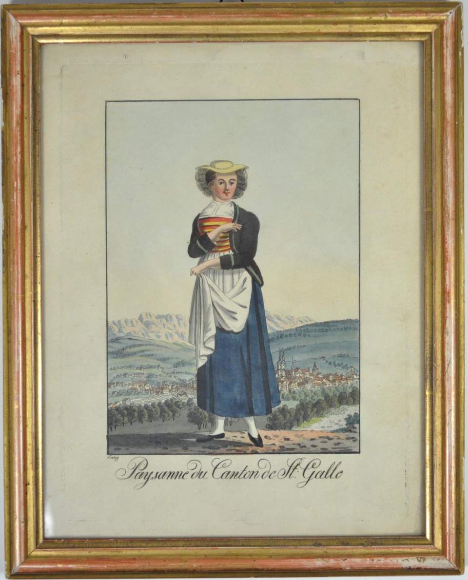 Trachtenbild, Frau in Tracht der St. Galler Landschaft