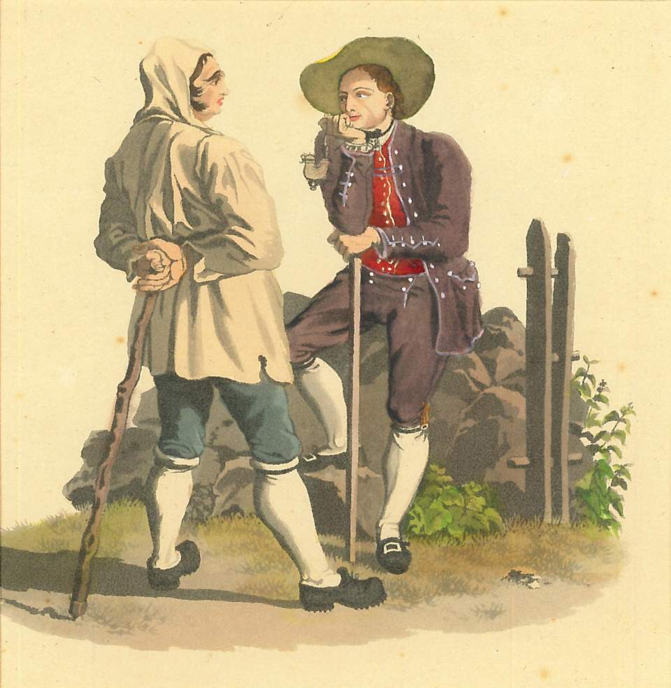 Trachtenbild 2 Männer aus dem Kanton Schwyz