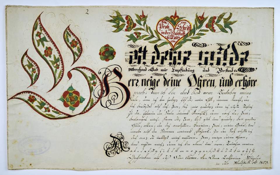 Osterschrift von Anna Catharina Schläpfer aus Waldstatt, Probeschrift