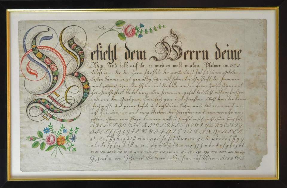 Osterschrift von Johannes Bruderer aus Teufen, Probeschrift