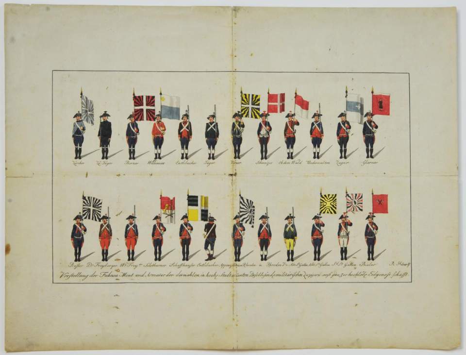 Grafik, Soldatenbild, Uniform und Fahnen, Grenzbesetzung 1792