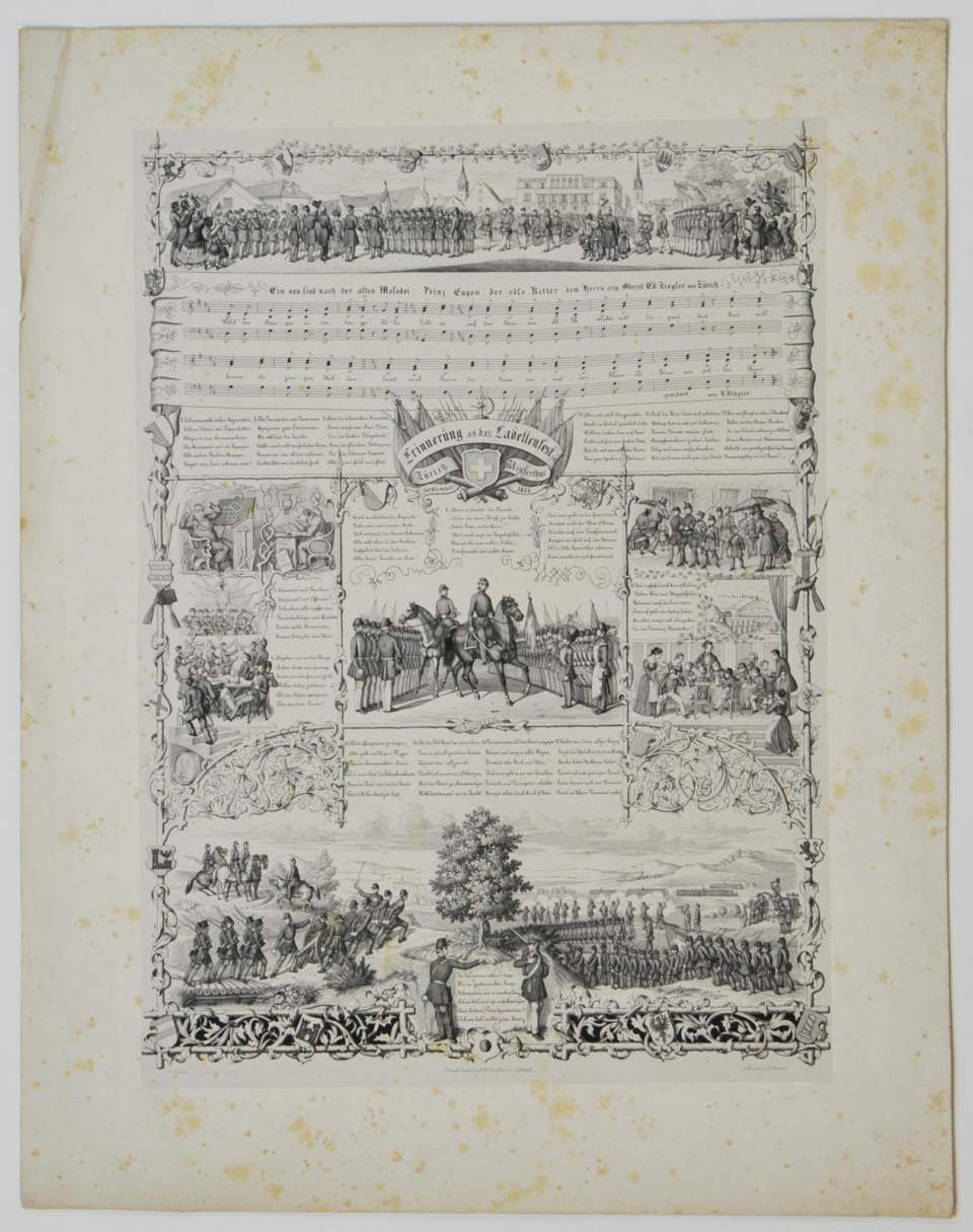 Grafik, Erinnerung an das Kadettenfest Zürich 1856