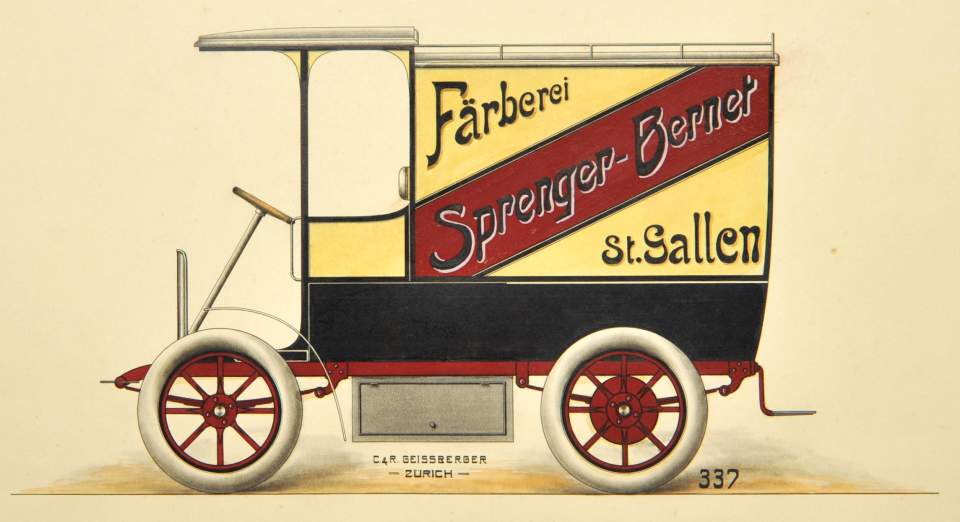 Werbeansicht mit Lieferwagen