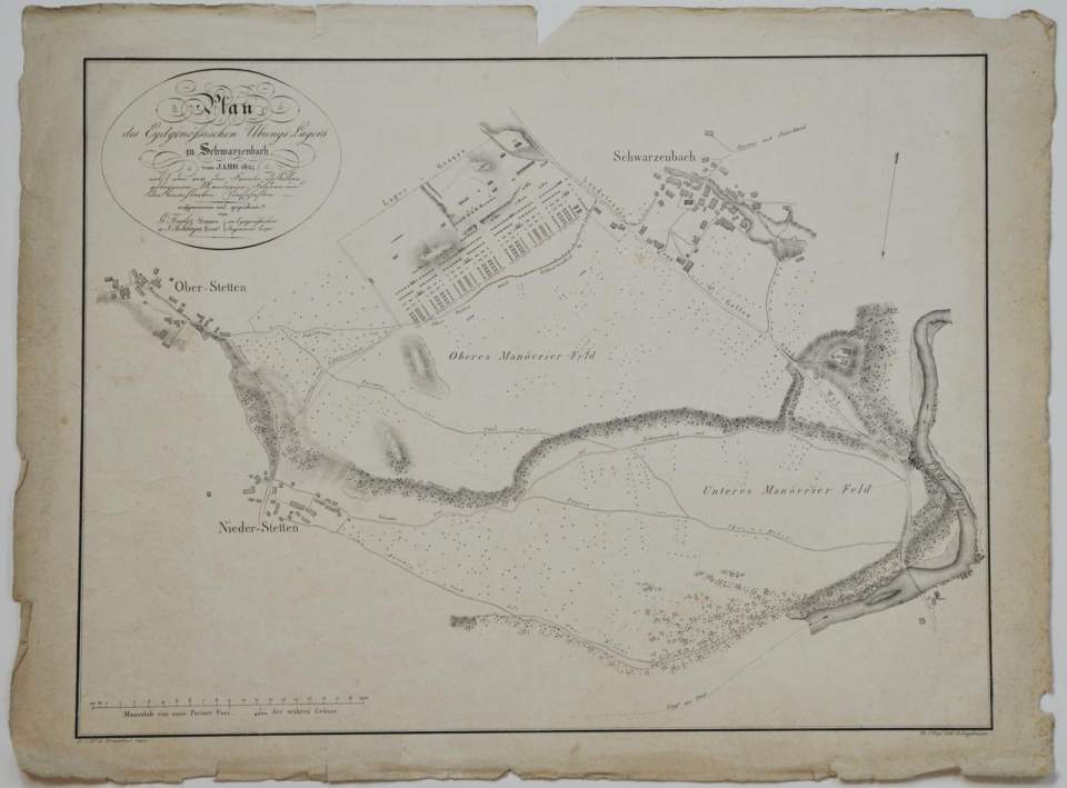 Pläne des eidgenössischen Übungslagers bei Schwarzenbach 1824