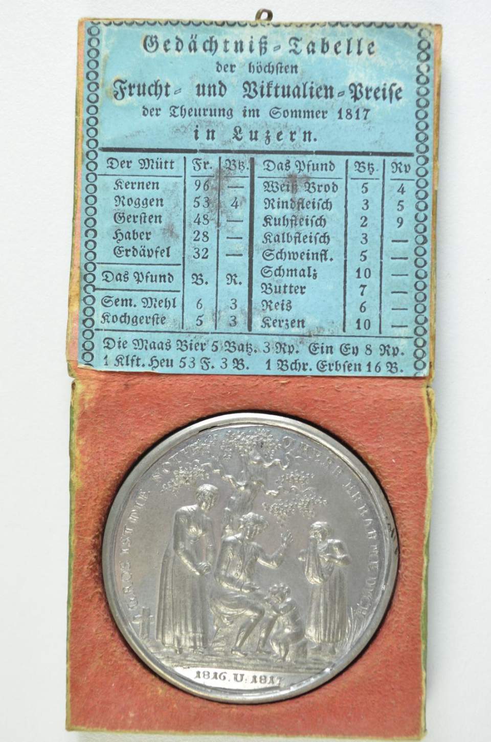 Hungersnotmedaille, Schraubtaler zur Hungersnot 1816/1817