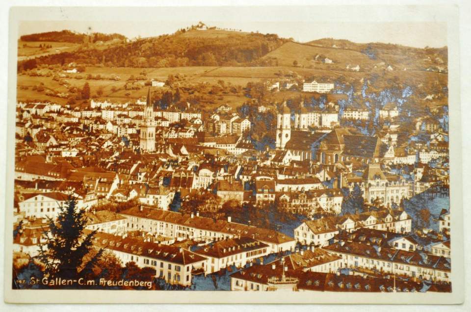 Postkarte St. Gallen Sicht vom Freudenberg