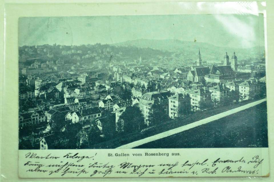 Postkarte St. Gallen Sicht vom Rosenberg