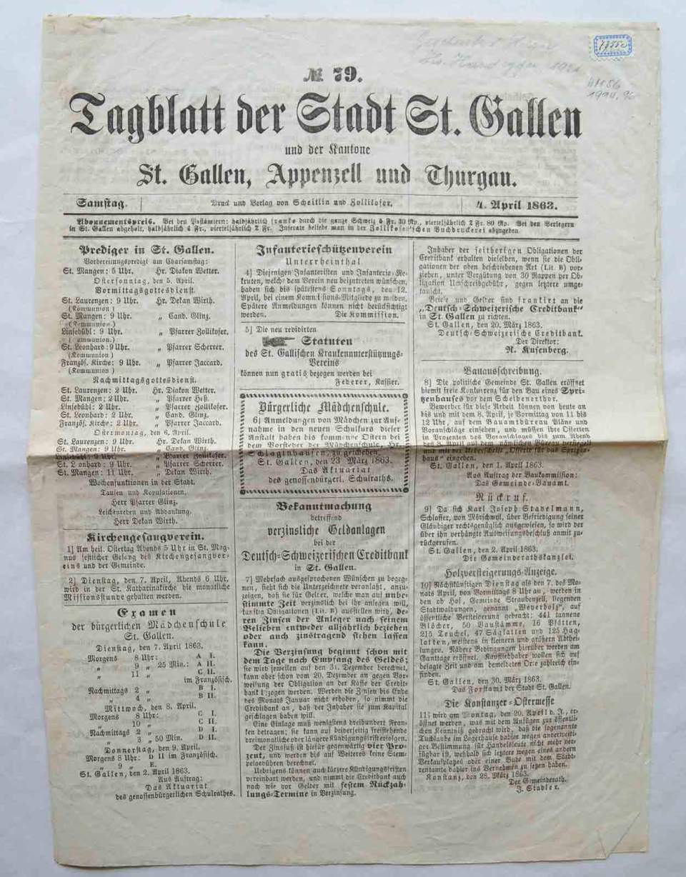 Zeitung, Tagblatt der Stadt St. Gallen