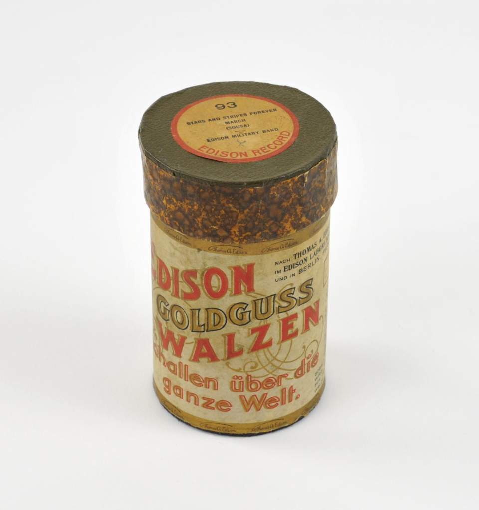 Wachszylinder mit Hülle "Edison Goldguss Walze"