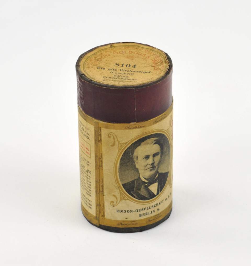 Wachszylinder mit Hülle "Edison Goldguss Walze"