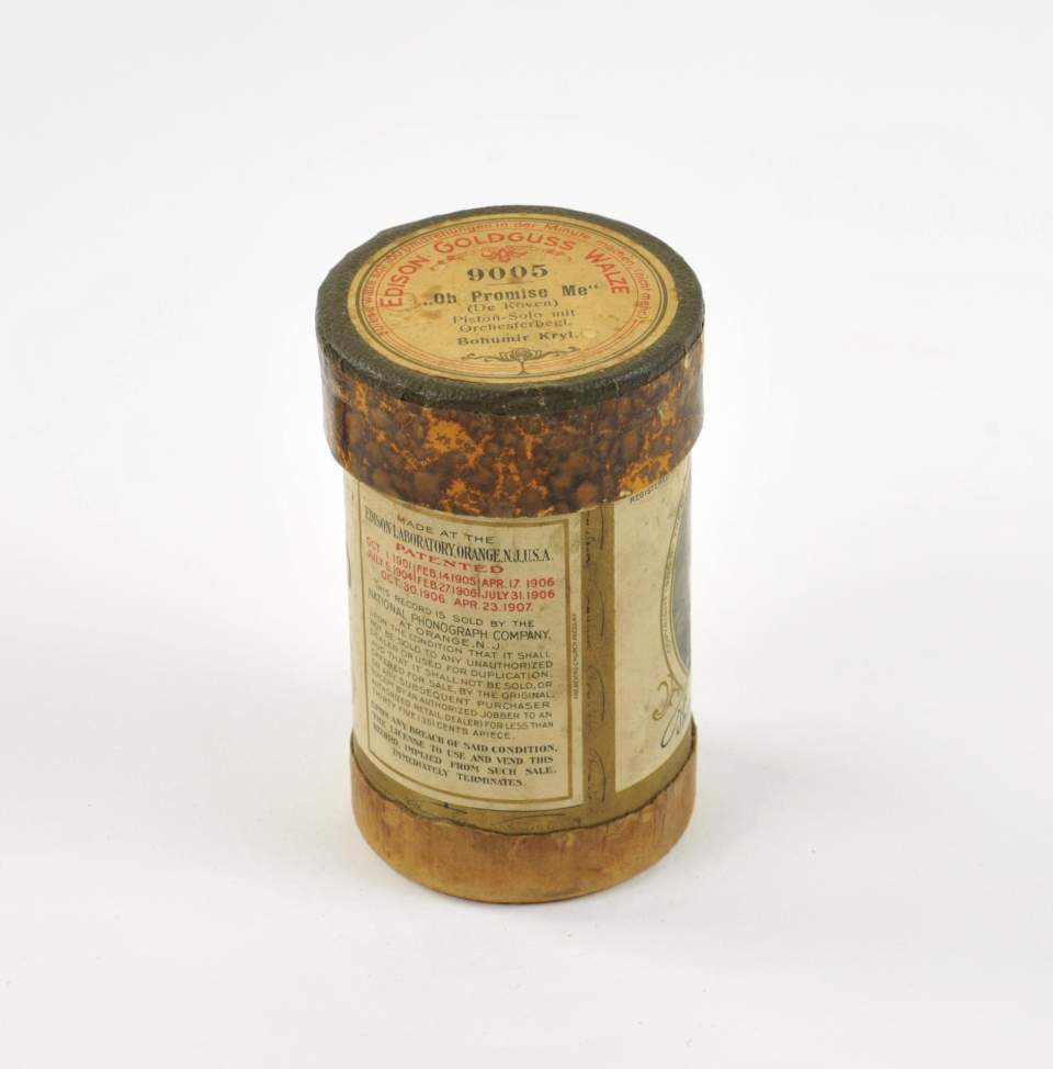 Wachszylinder mit Hülle "Edison Goldguss Walze"