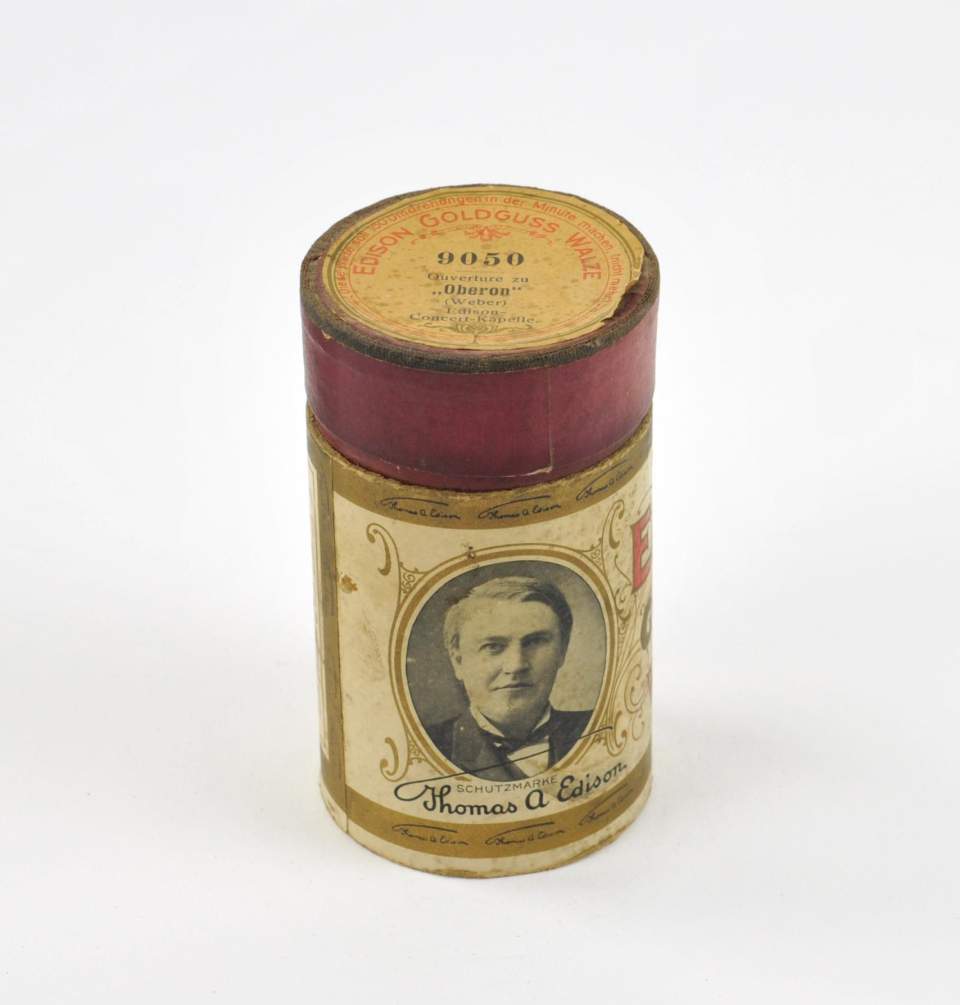 Wachszylinder mit Hülle "Edison Goldguss Walze"