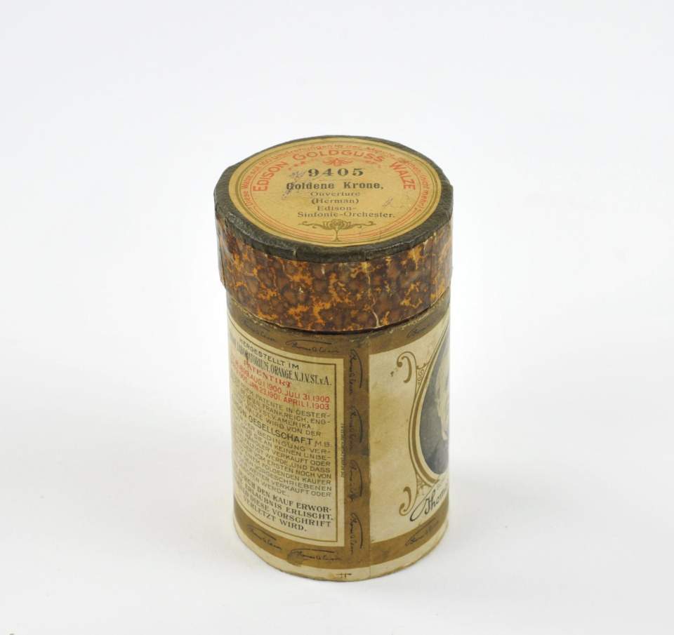 Wachszylinder mit Hülle "Edison Goldguss Walze"