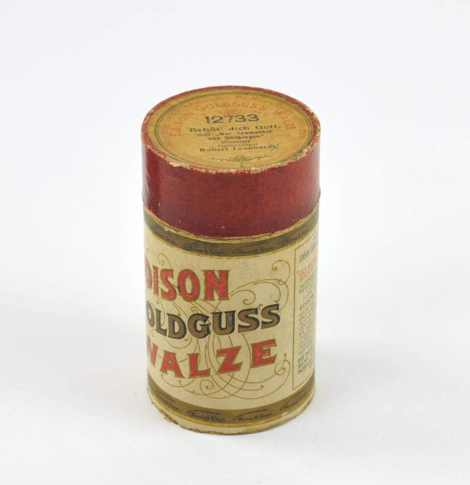 Wachszylinder mit Hülle "Edison Goldguss Walze"