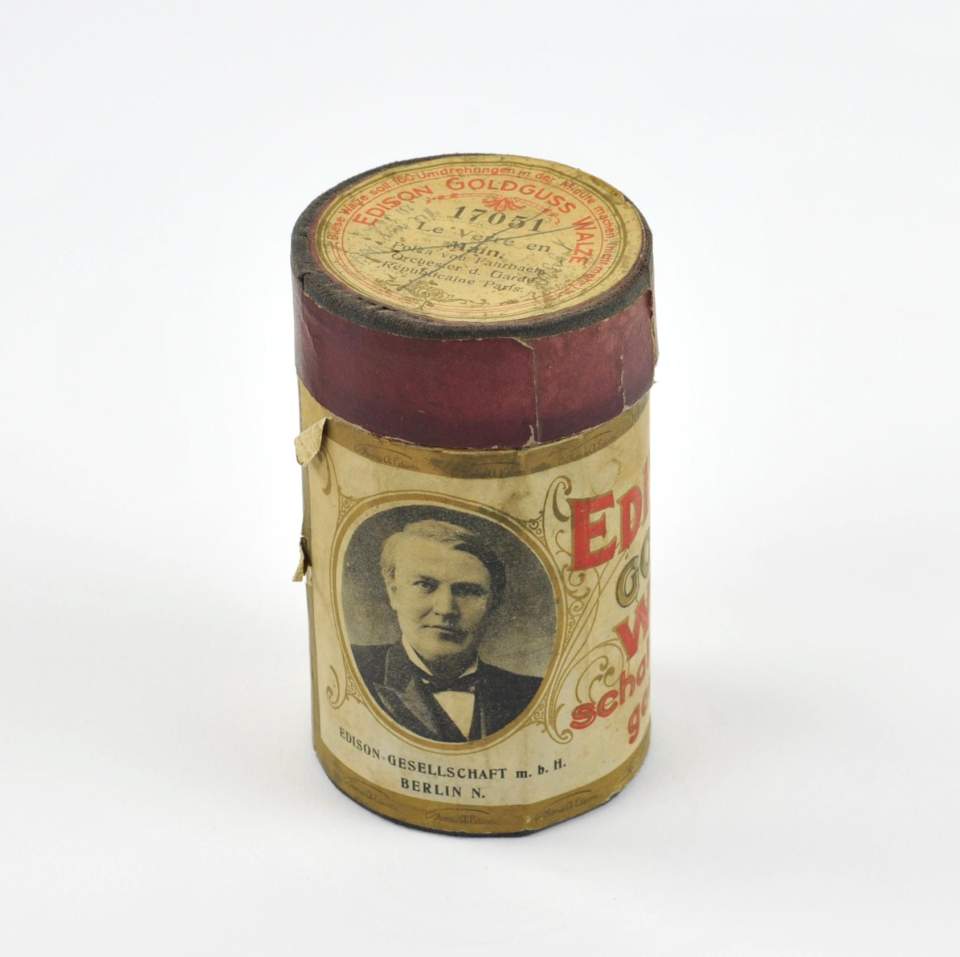 Wachszylinder mit Hülle "Edison Goldguss Walze"