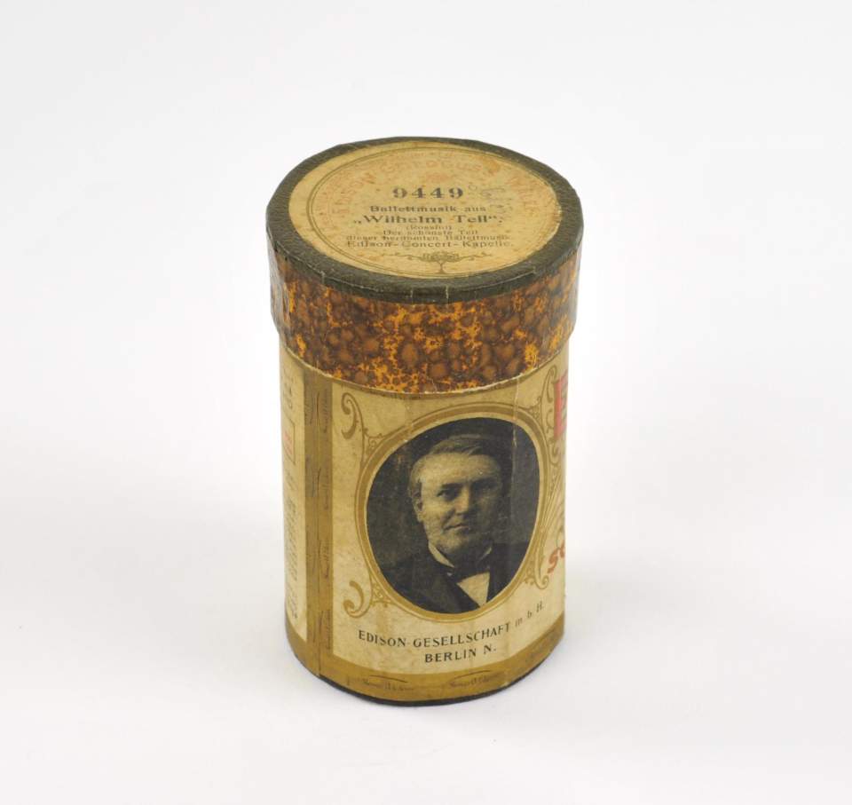 Wachszylinder mit Hülle "Edison Goldguss Walze"