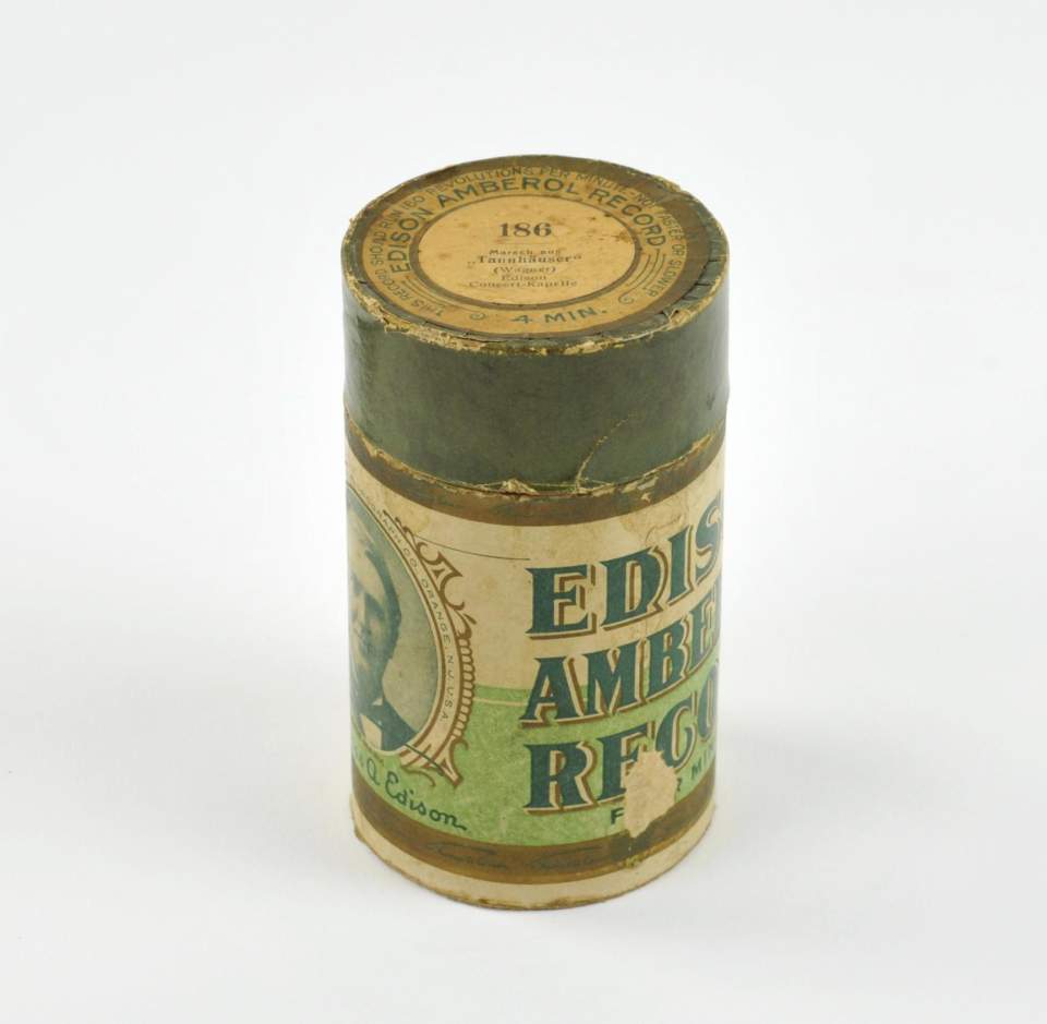 Wachszylinder mit Hülle "Edison Amberol Record"