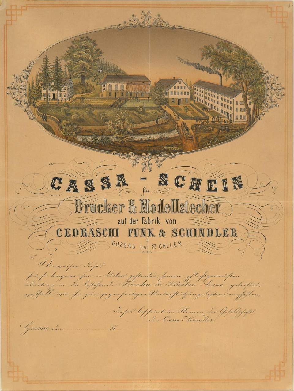"Cassa - Schein", Bescheinigung