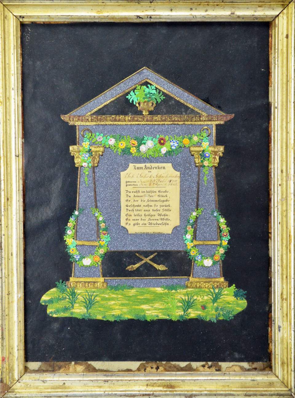 Trauerandenken an Johann Jakob Schuhmacher