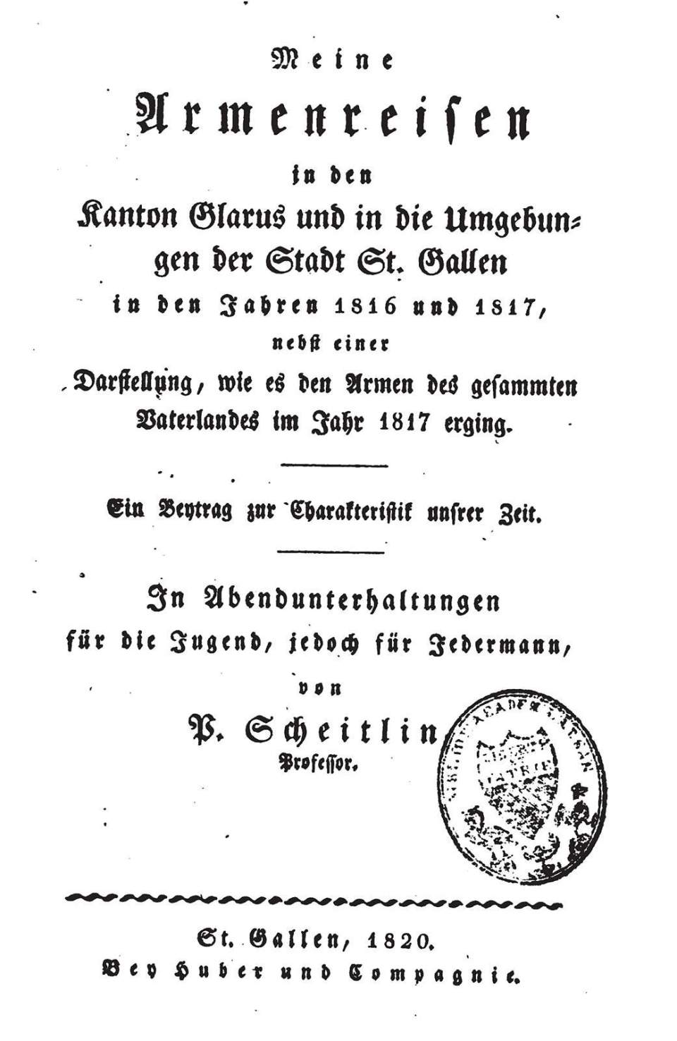 Buch Peter Scheitlin Meine Armenreisen (Buch), 1820