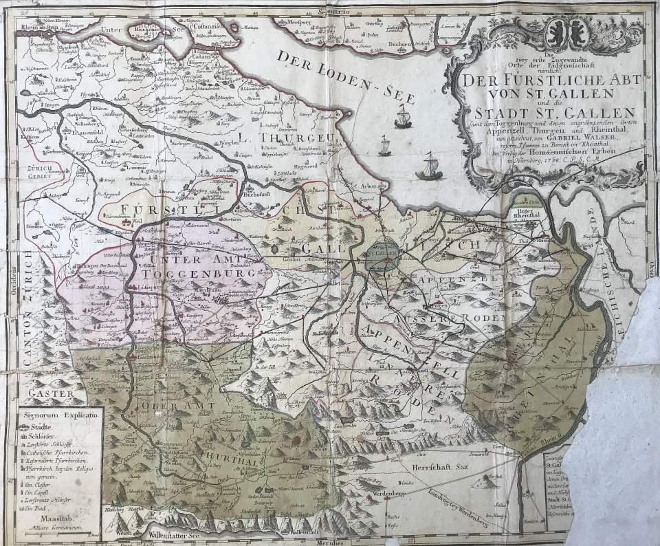 Landkarte Fürstabtei und Stadt St.Gallen
