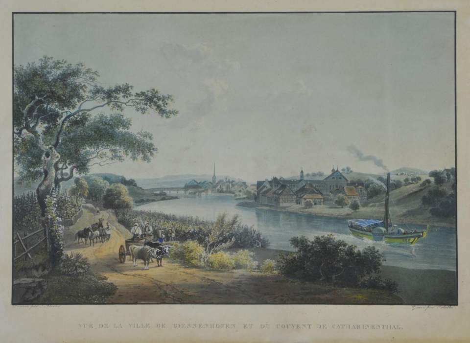 Ansicht Dampfschiff "GD Helvetia" vor Diessenhofen auf dem Rhein