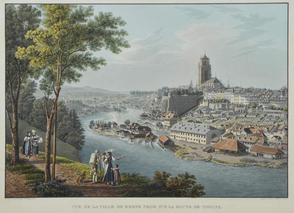 Ansicht der Stadt Bern von der Strasse nach Thun aus  