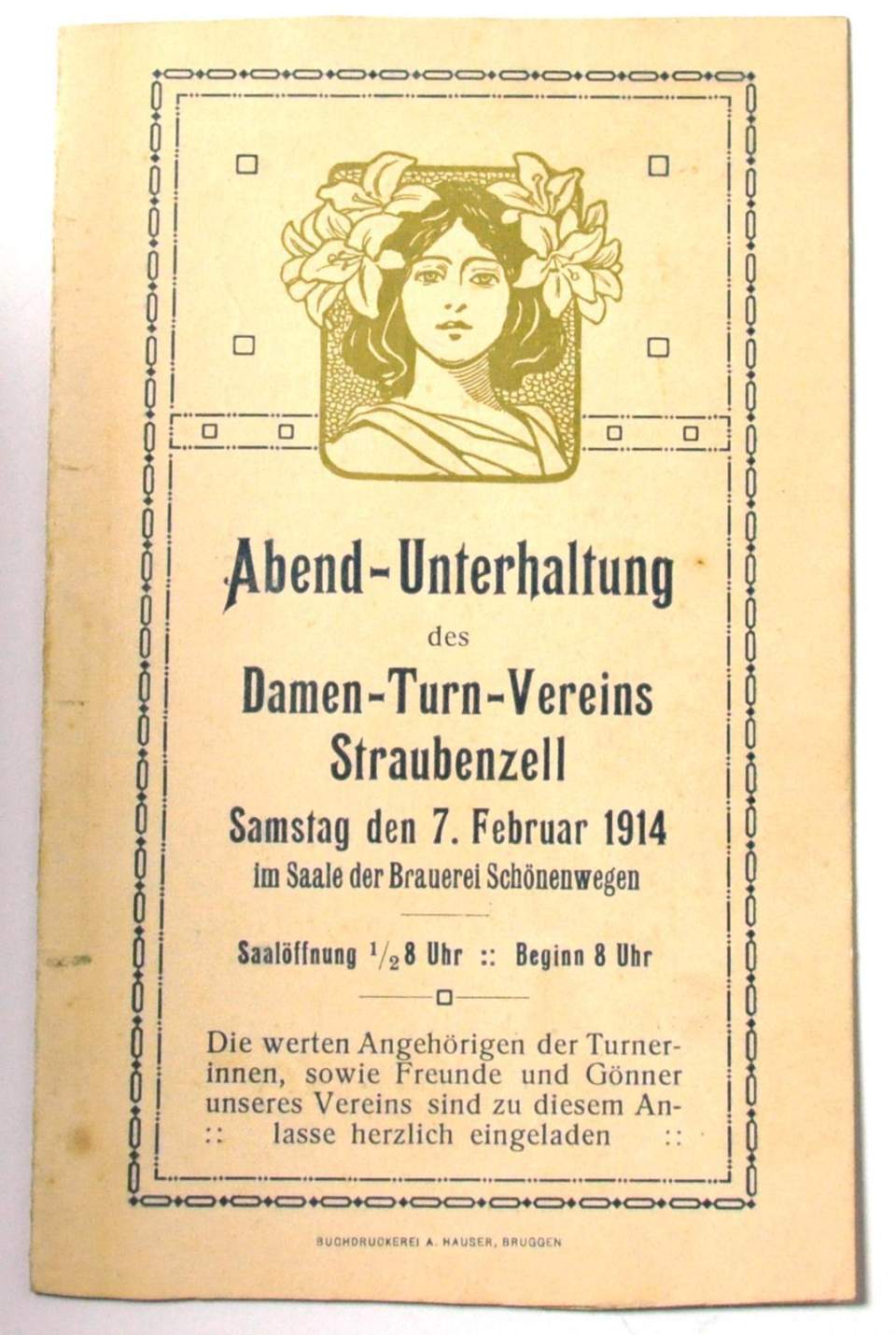 Konzertkarte Abendunterhaltung Damenturnverein Straubenzell