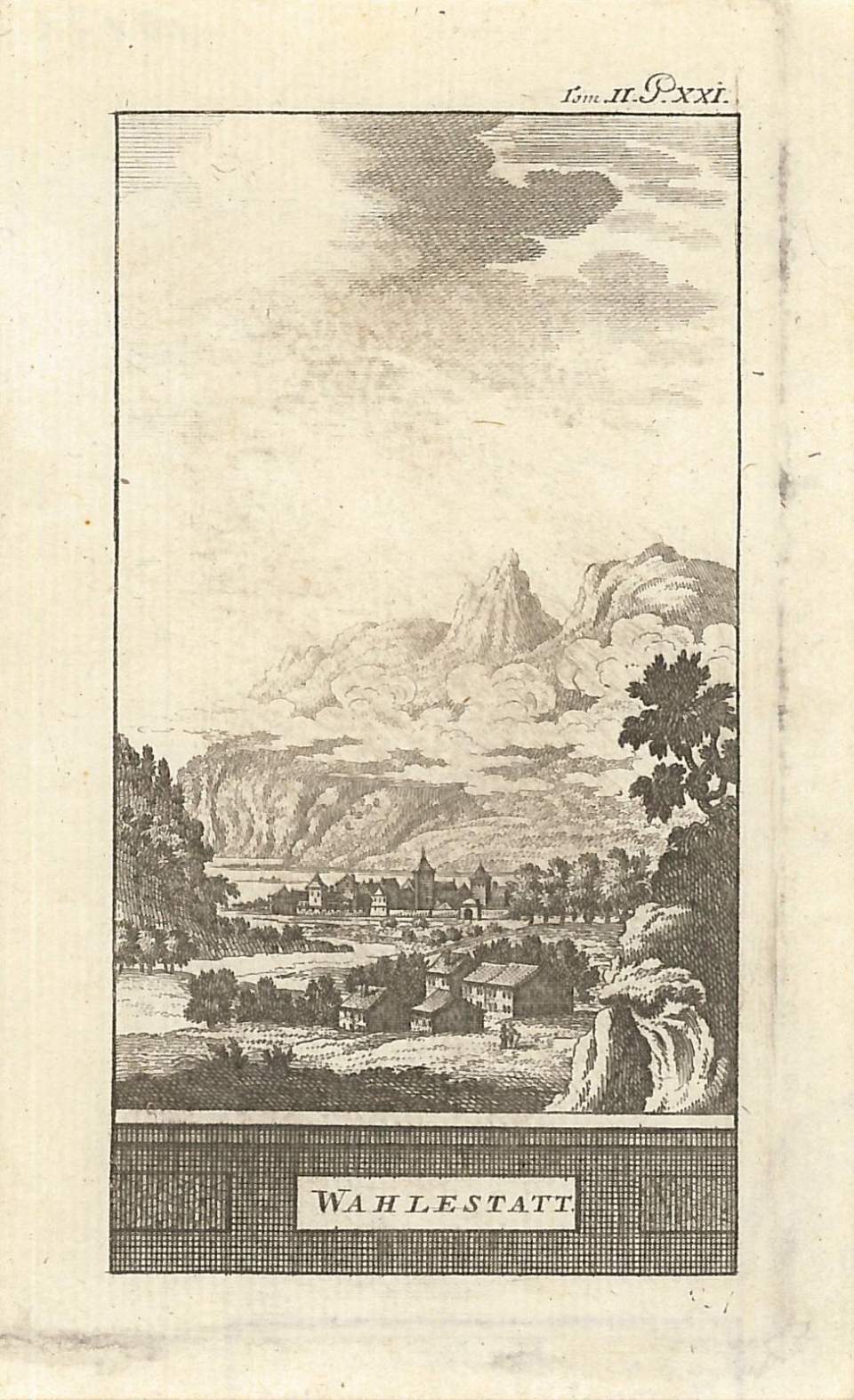 Radierung, Ansicht Walenstadt von Südosten