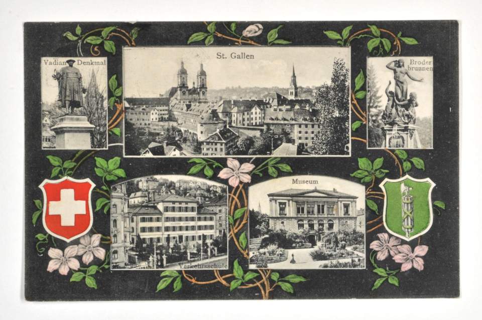 Postkarte St.Gallen in Couvert